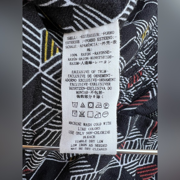 FREE PEOPLE Geometric High-Neck Sleeveless Blouse Smock Zip-Back Sz L Funky Boho - Picture 7 of 8